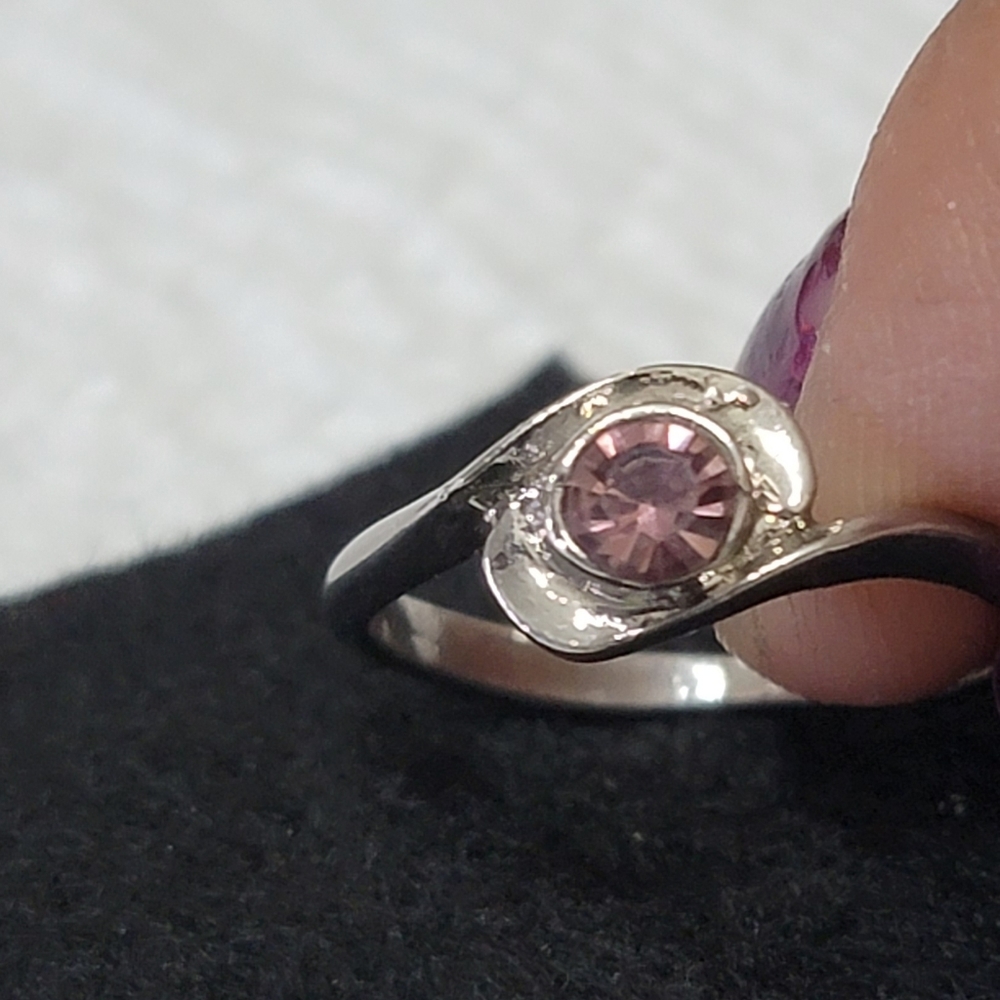 Silver ring pink stone